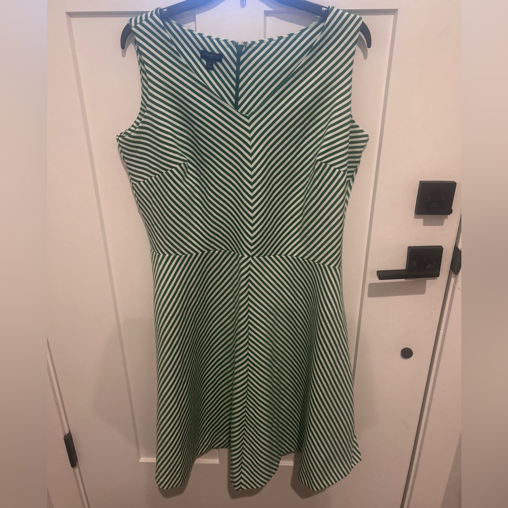 Talbots Green and White Striped Midi Dress